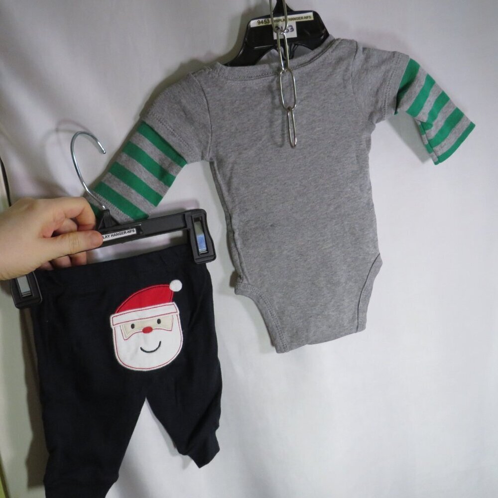 Baby Santa heather gray outfit 2pc bodysuit and pants - Picture 3 of 7
